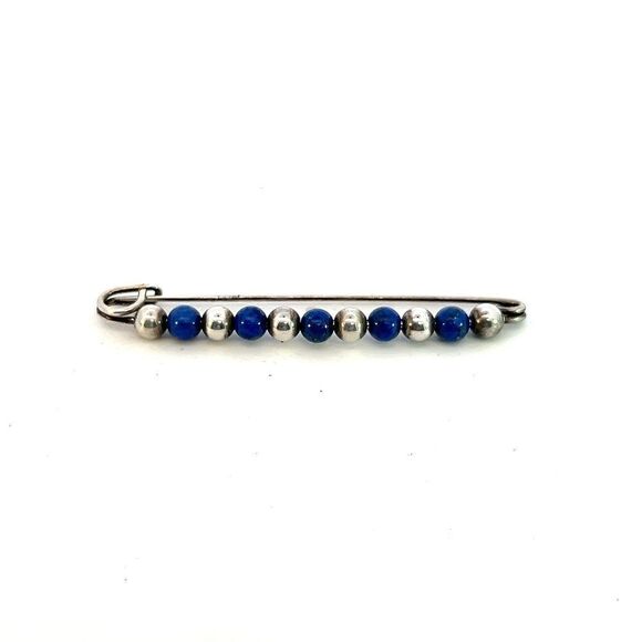 Tiffany & Co Estate Lapis Bobby Pin Brooch Sterling Silver 9 mm TIF617 - Picture 1 of 5
